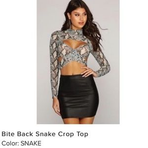 Mesh snake print crop top